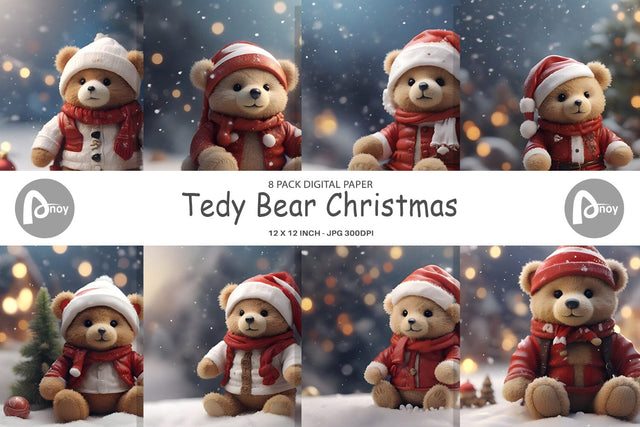 Digital Paper Tedy Bear Christmas Digital Pattern artnoy 