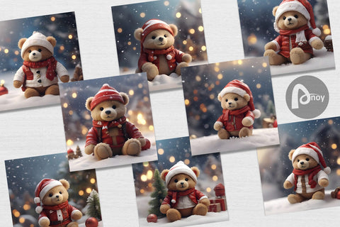 Digital Paper Tedy Bear Christmas Digital Pattern artnoy 