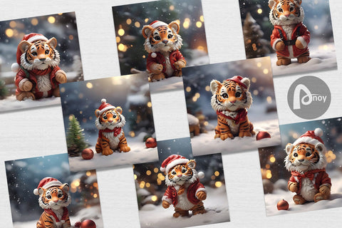 Digital Paper Tiger Christmas Digital Pattern artnoy 