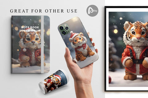 Digital Paper Tiger Christmas Digital Pattern artnoy 