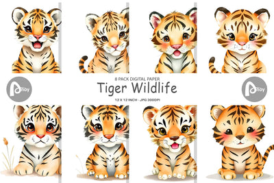 Digital Paper Tiger Wildlife Digital Pattern artnoy 