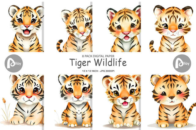 Digital Paper Tiger Wildlife Digital Pattern artnoy 