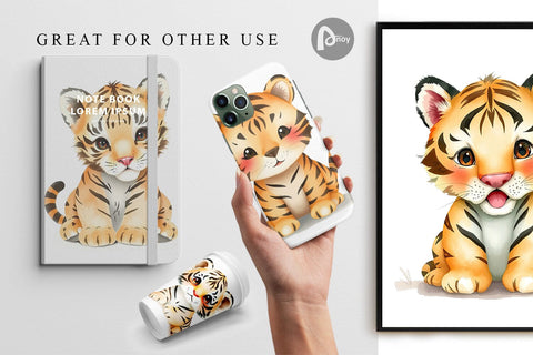 Digital Paper Tiger Wildlife Digital Pattern artnoy 