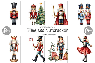 Digital Paper Timeless Nutcracker Digital Pattern artnoy 
