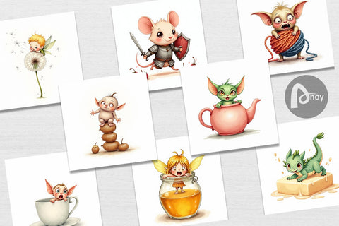 Digital Paper Tiny Fantasy Trouble Digital Pattern artnoy 