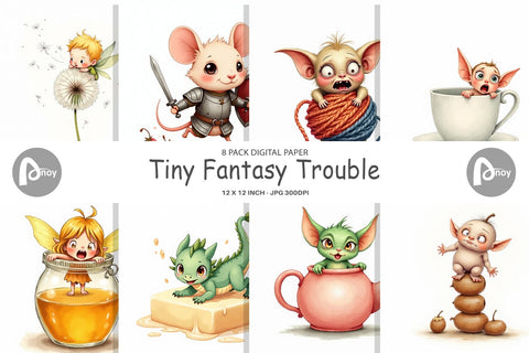 Digital Paper Tiny Fantasy Trouble Digital Pattern artnoy 