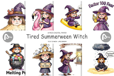 Digital Paper Tired Summerween Witch Digital Pattern artnoy 