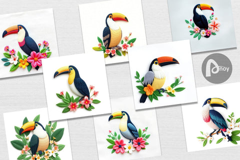 Digital Paper Toucan Embroidery Digital Pattern artnoy 