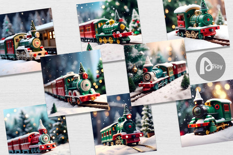 Digital Paper Train Christmas Digital Pattern artnoy 