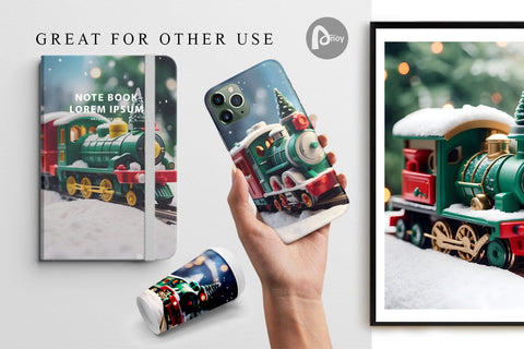 Digital Paper Train Christmas Digital Pattern artnoy 