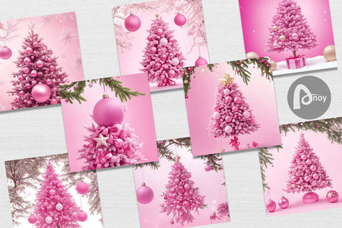 Digital Paper Tree Christmas Pink Sublimation artnoy 