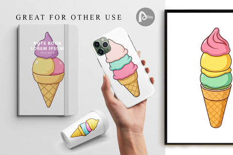 Digital Paper Triple Scoop Digital Pattern artnoy 