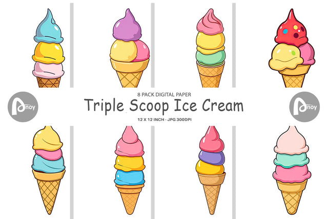 Digital Paper Triple Scoop Digital Pattern artnoy 