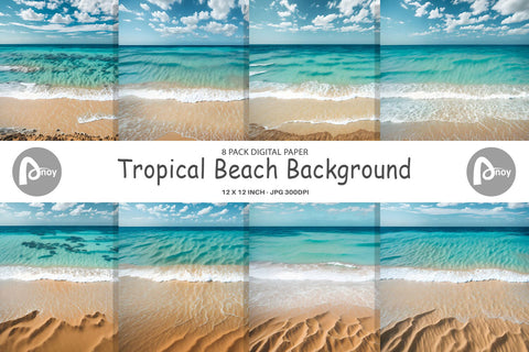 Digital Paper Tropical Beach Background Digital Pattern artnoy 