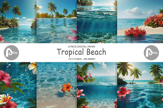Digital Paper Tropical Beach Digital Pattern artnoy 