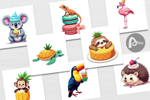 Digital Paper Tropical Dessert Animals Sublimation artnoy 