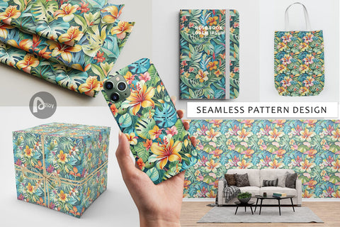Digital Paper Tropical Flowers Pattern Digital Pattern artnoy 