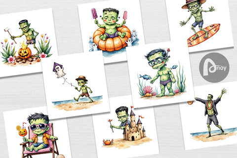 Digital Paper Tropical Frankenstein Digital Pattern artnoy 