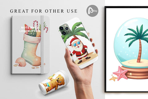 Digital Paper Tropical July Christmas Digital Pattern artnoy 