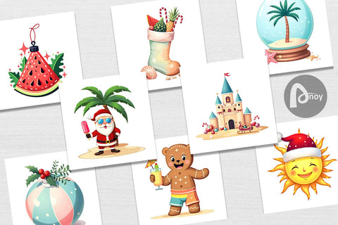 Digital Paper Tropical July Christmas Digital Pattern artnoy 