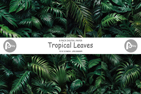 Digital Paper Tropical Leaves Digital Pattern artnoy 