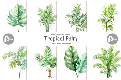 Digital Paper Tropical Palms Digital Pattern artnoy 