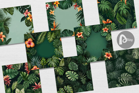 Digital Paper Tropical Plants Digital Pattern artnoy 