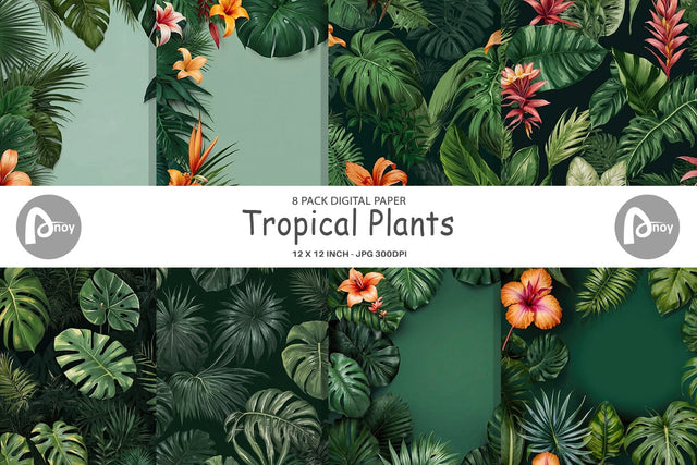 Digital Paper Tropical Plants Digital Pattern artnoy 