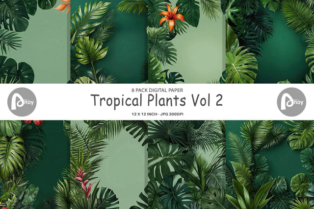 Digital Paper Tropical Plants Digital Pattern artnoy 