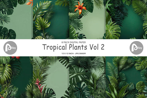 Digital Paper Tropical Plants Digital Pattern artnoy 