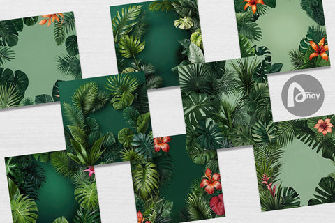 Digital Paper Tropical Plants Digital Pattern artnoy 