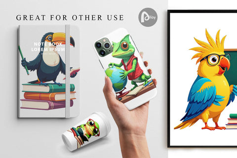 Digital Paper Tropical School Animals Digital Pattern artnoy 