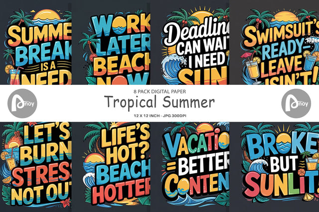 Digital Paper Tropical Summer Digital Pattern artnoy 