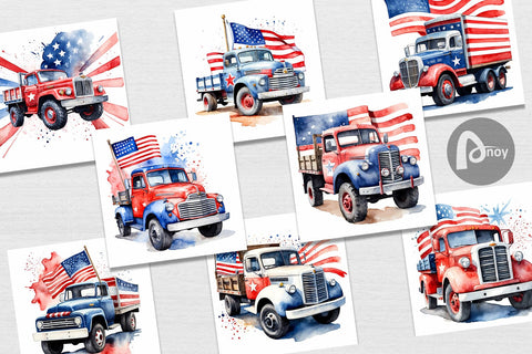 Digital Paper Truck 4th of July Digital Pattern artnoy 