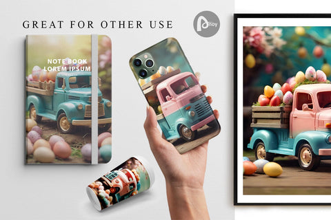 Digital Paper Truck Carrying Eggs Digital Pattern artnoy 