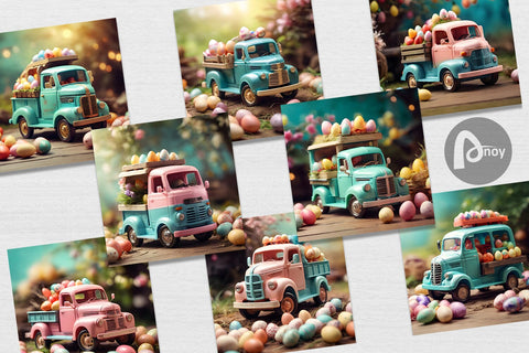 Digital Paper Truck Carrying Eggs Digital Pattern artnoy 