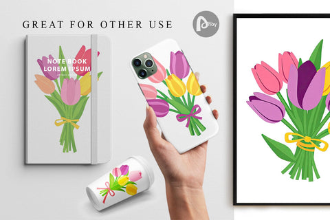 Digital Paper Tulip Bouquet Digital Pattern artnoy 