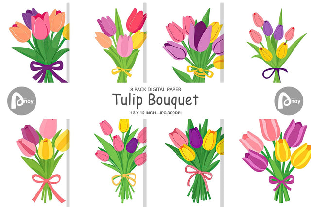 Digital Paper Tulip Bouquet Digital Pattern artnoy 