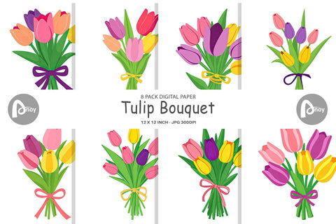Digital Paper Tulip Bouquet Digital Pattern artnoy 