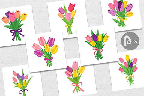 Digital Paper Tulip Bouquet Digital Pattern artnoy 