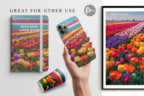 Digital Paper Tulip Flower Fields Sublimation artnoy 