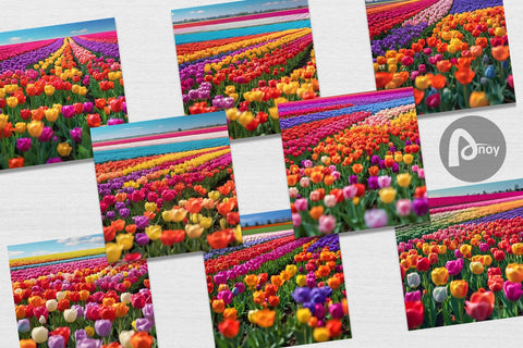 Digital Paper Tulip Flower Fields Sublimation artnoy 