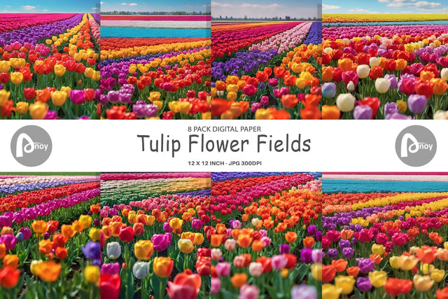 Digital Paper Tulip Flower Fields Sublimation artnoy 