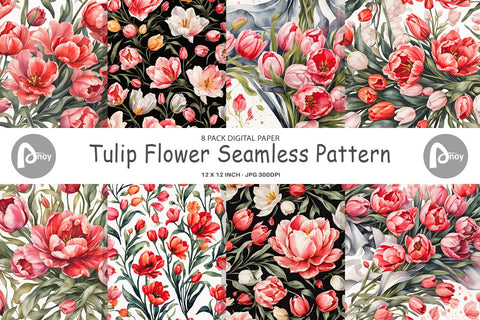Digital Paper Tulip Pattern Digital Pattern artnoy 