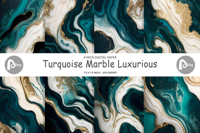 Digital Paper Turquoise Marble Luxury Digital Pattern artnoy 