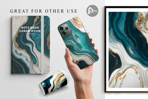 Digital Paper Turquoise Marble Luxury Digital Pattern artnoy 