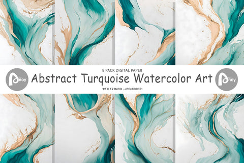 Digital Paper Turquoise Watercolor Art Digital Pattern artnoy 
