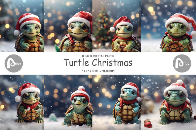 Digital Paper Turtle Christmas Digital Pattern artnoy 