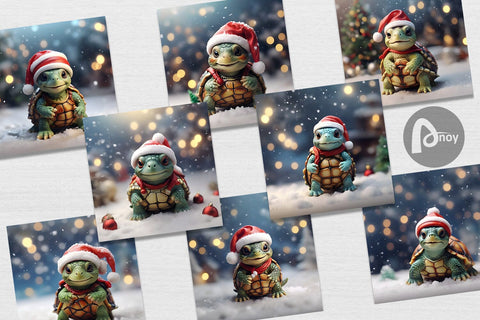 Digital Paper Turtle Christmas Digital Pattern artnoy 