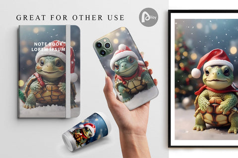 Digital Paper Turtle Christmas Digital Pattern artnoy 